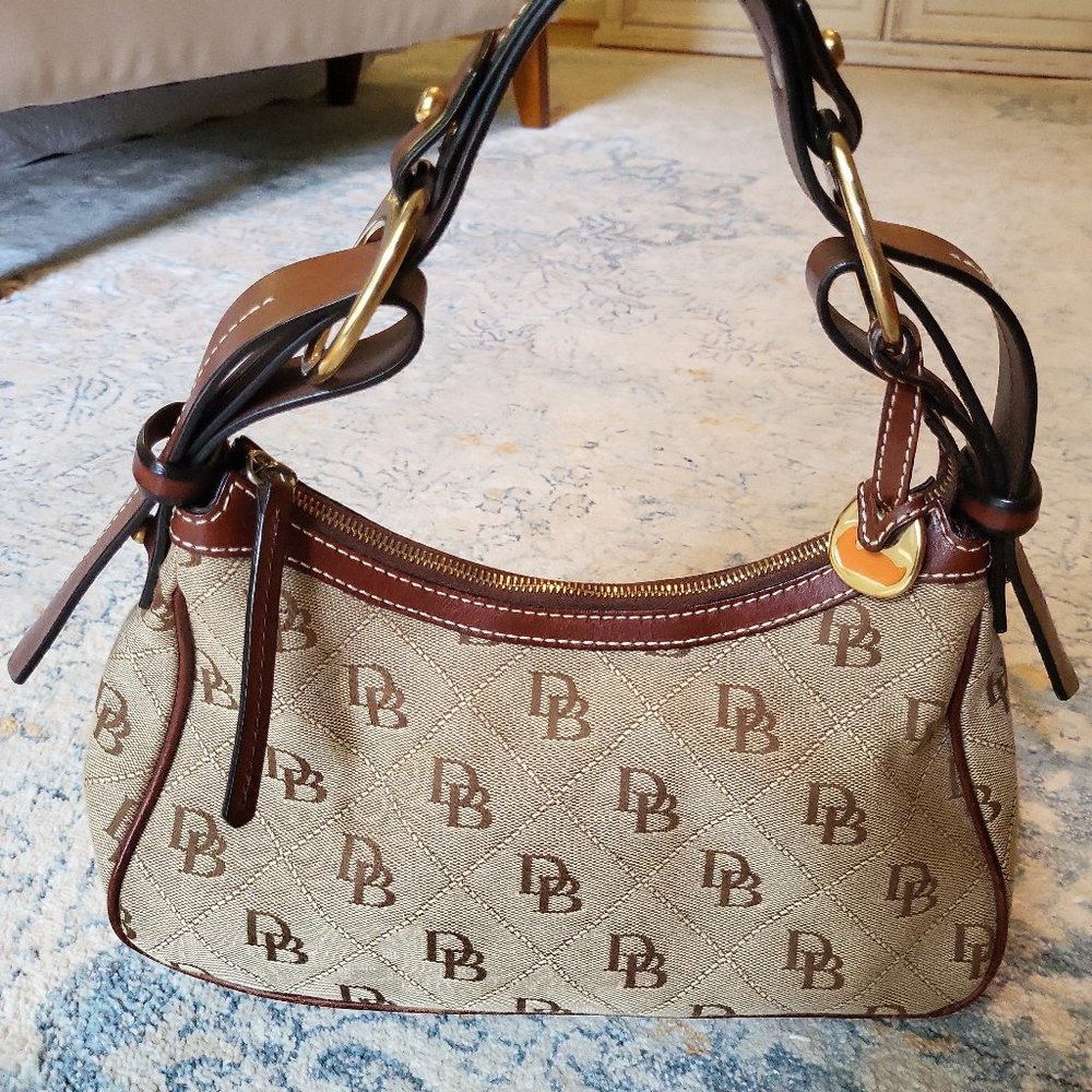 Dooney & Bourke Canvas & Leather Signature Logo Hobo Purse